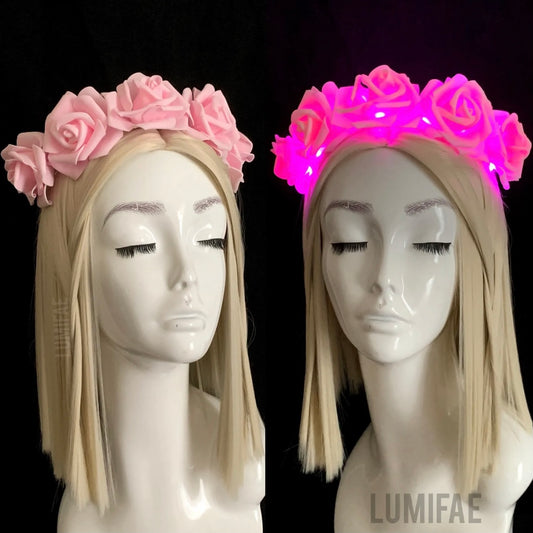 LED Rose Crown, Glowing Flower Tiara, Made-to-Order