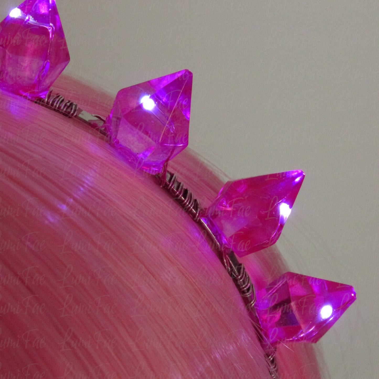 Deep Pink LED Gem Tiara, Flashing, Blinking, Steady