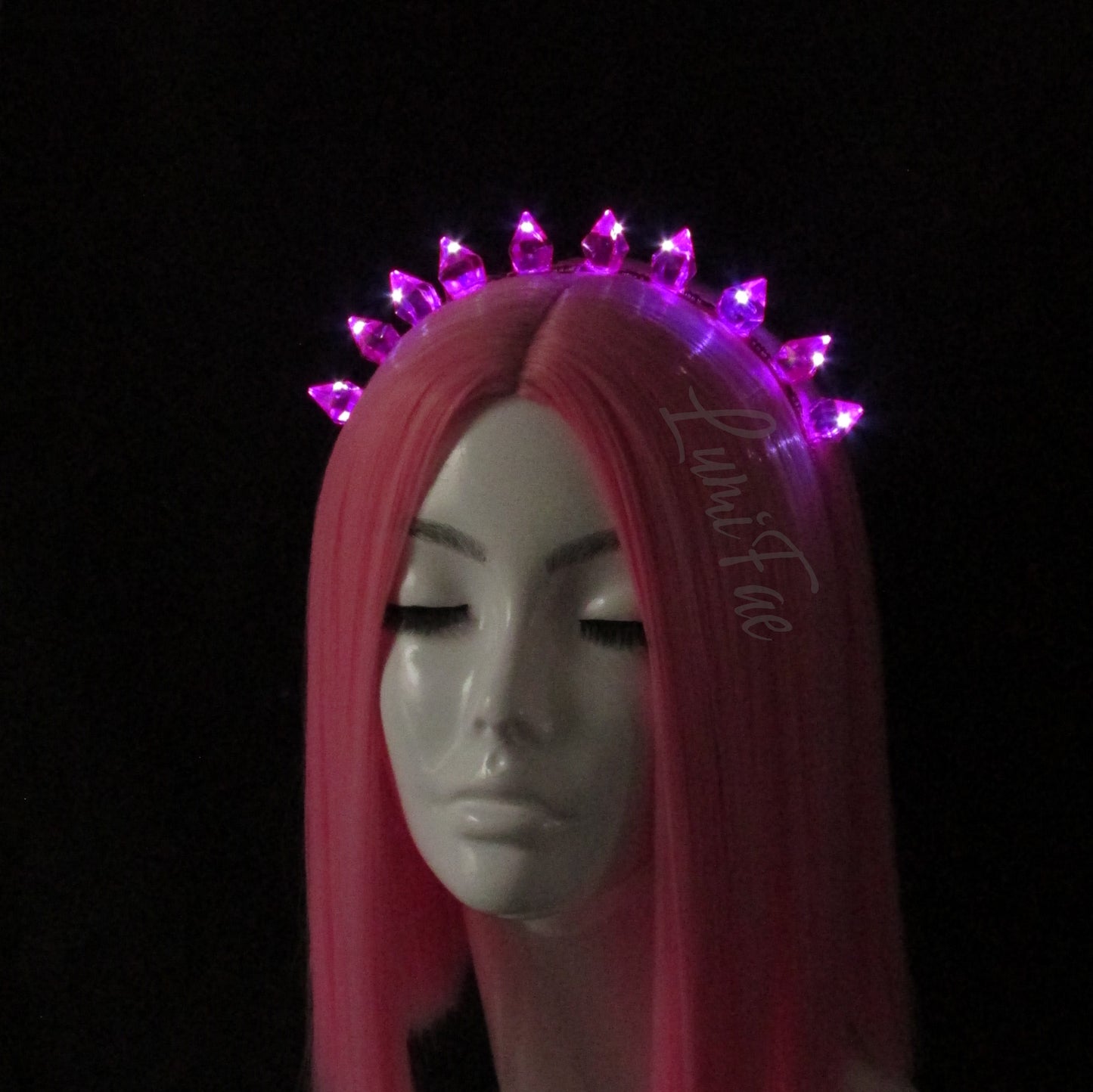 Deep Pink LED Gem Tiara, Flashing, Blinking, Steady