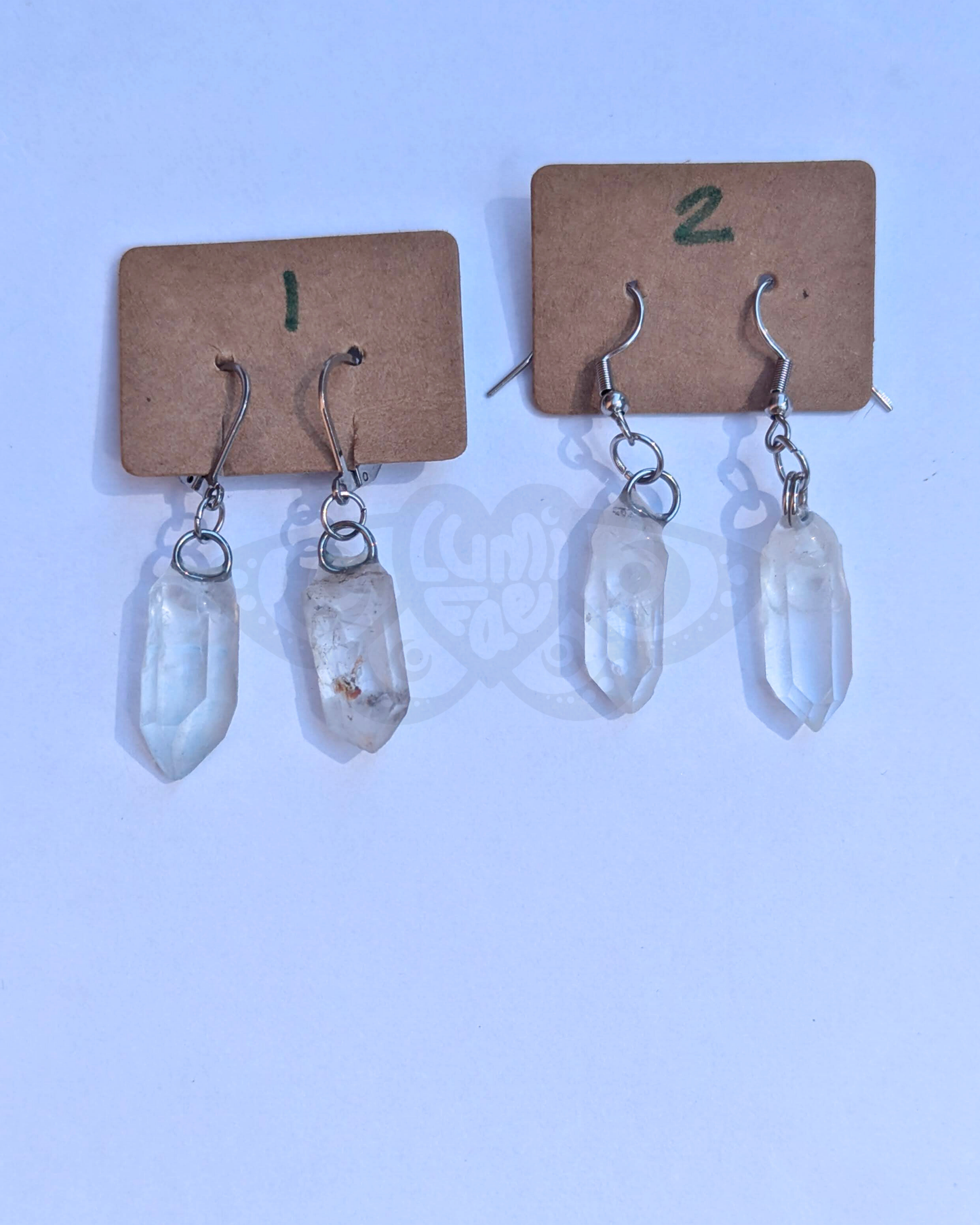 Ethically Sourced Raw Clear Quartz Crystal Earrings on Stainless Steel Lever back Earrings, Natural, Handmade