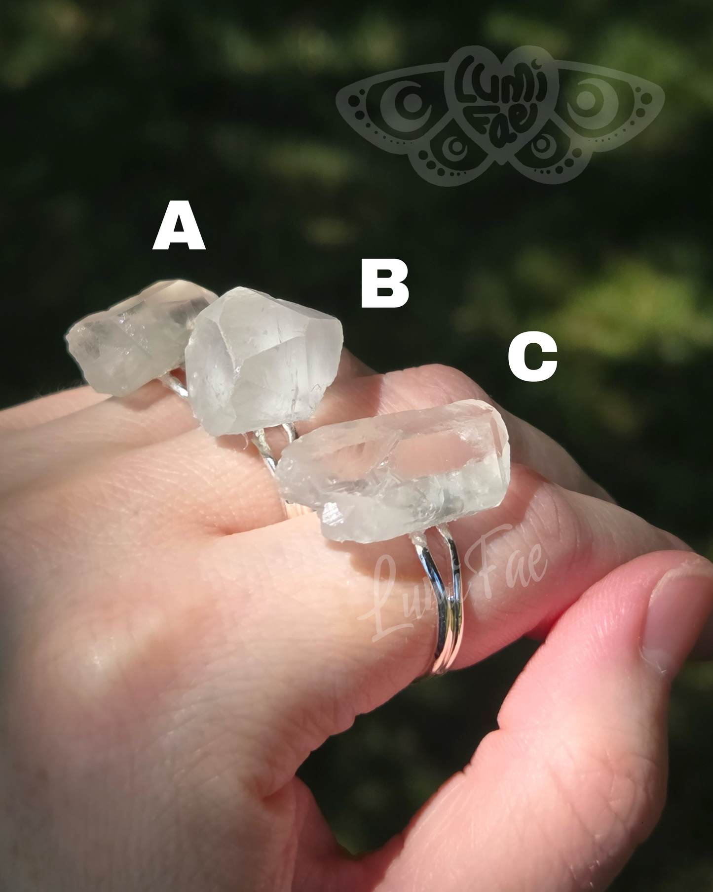 Ethical Clear Quartz Ring, Raw Quartz, Statement Jewelry, Handmade, Adjustable - LumiFae