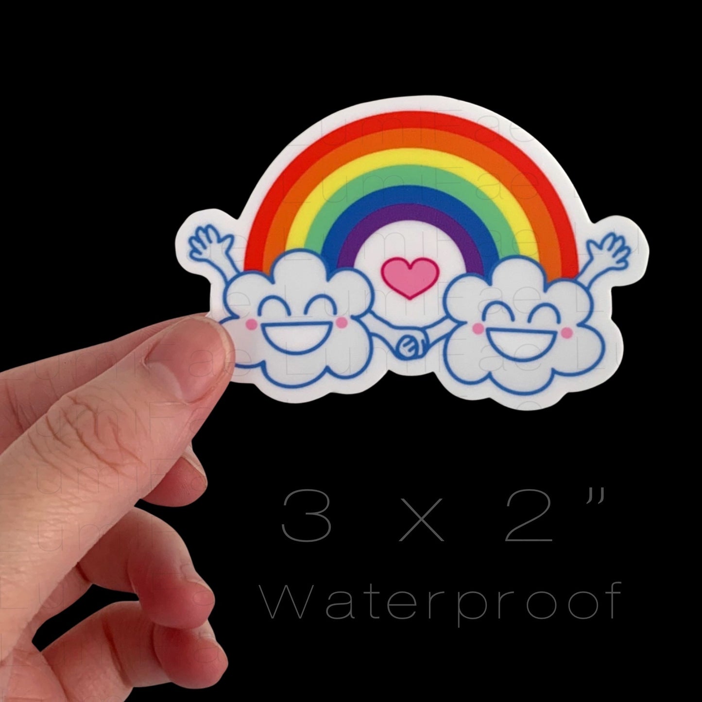Happy Rainbow Cloud Friends - 3” Waterproof Sticker *Sample Sale*
