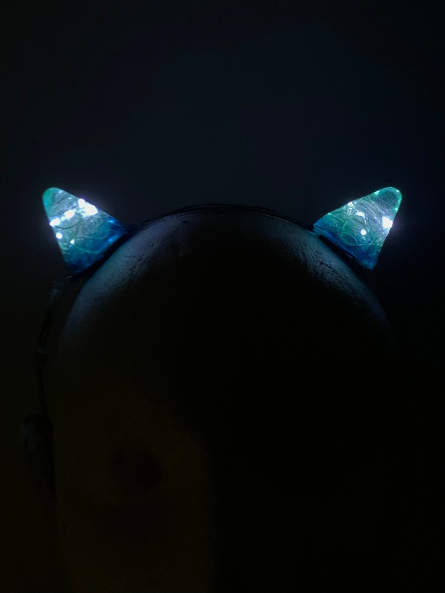 Green/Blue LED Horns Headband