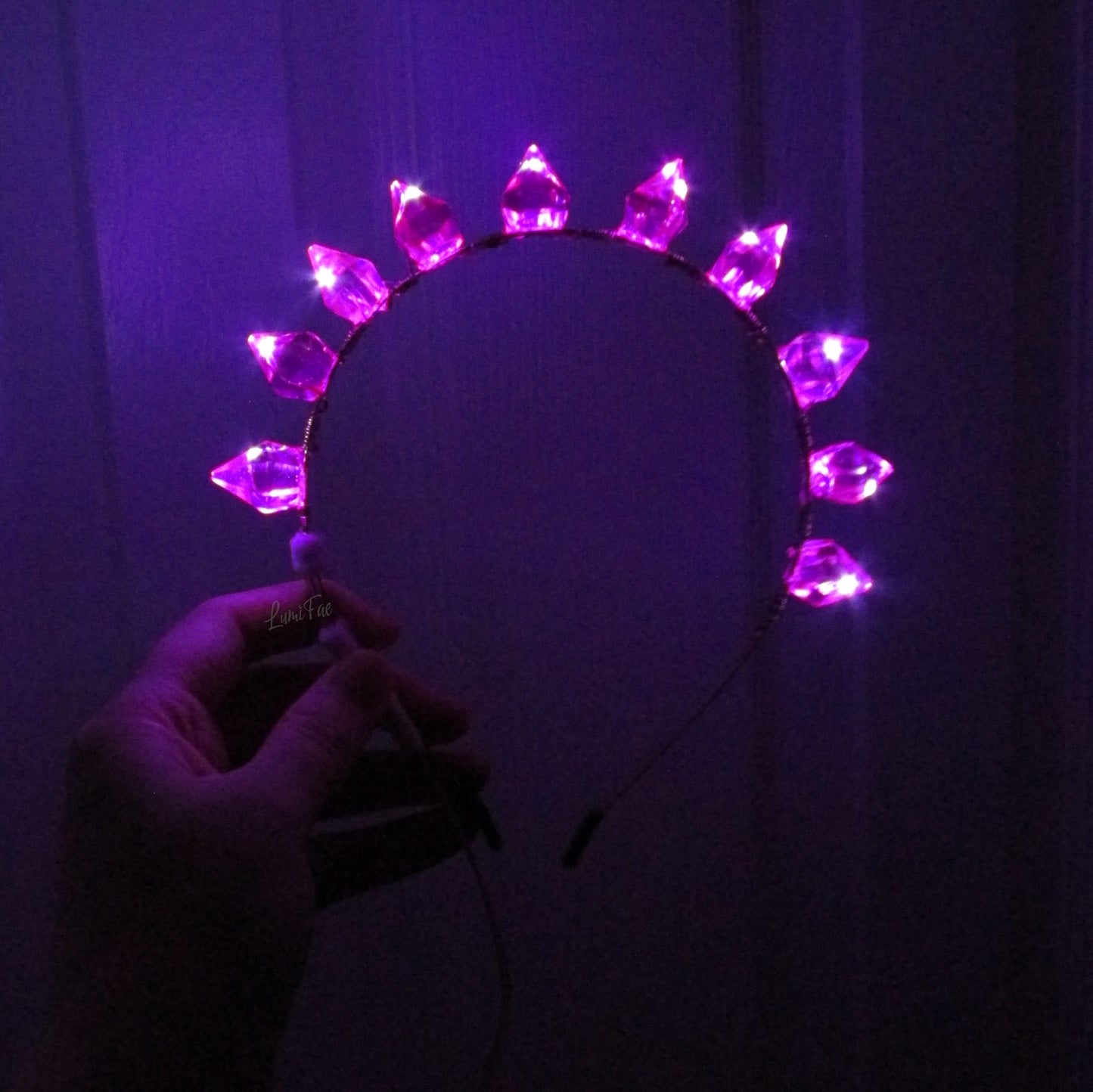 Deep Pink LED Gem Tiara, Flashing, Blinking, Steady