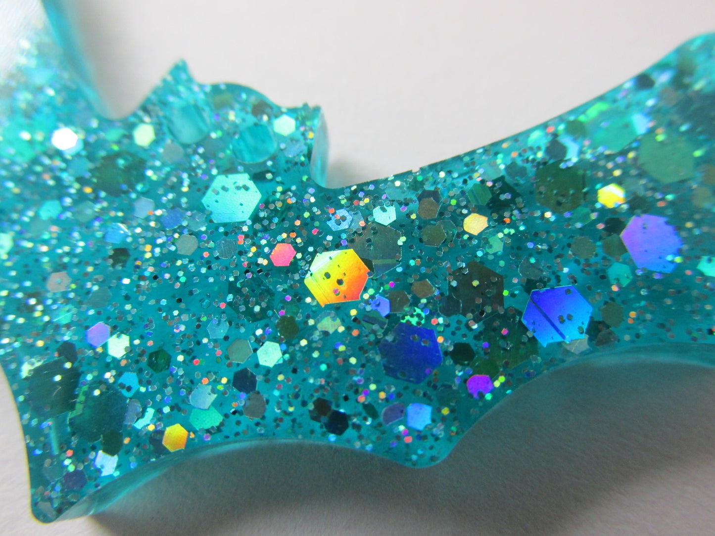 Super Sparkly Translucent Aqua Blue Glitter Bat Keychain