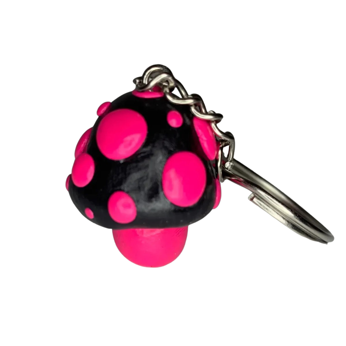 Black and Pink Goth Mushroom Keychains, cute, cartoon, stylized