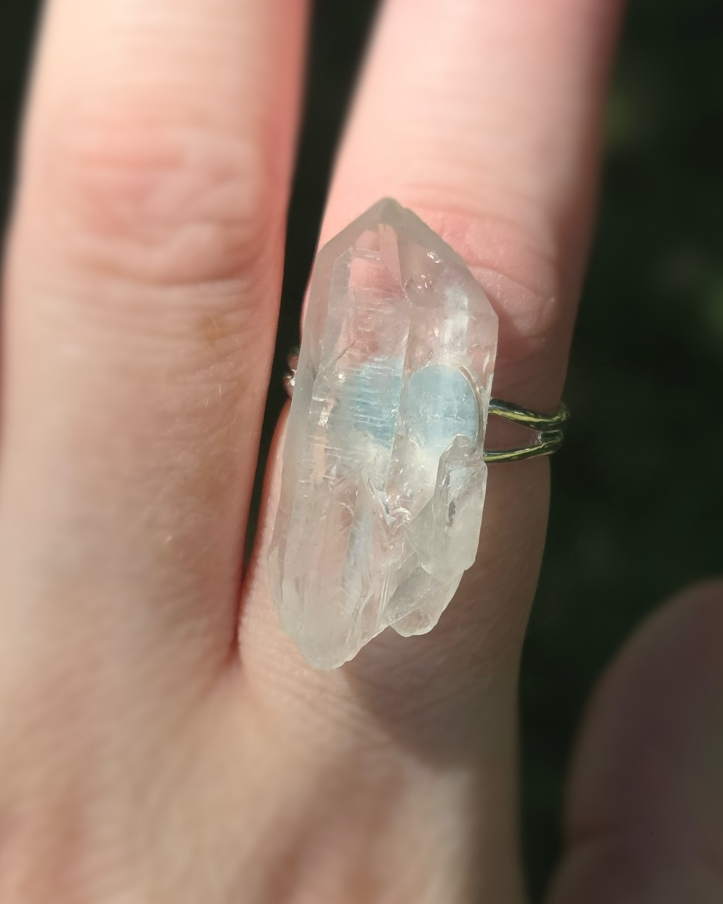 Ethical Clear Quartz Ring, Raw Quartz, Statement Jewelry, Handmade, Adjustable - LumiFae