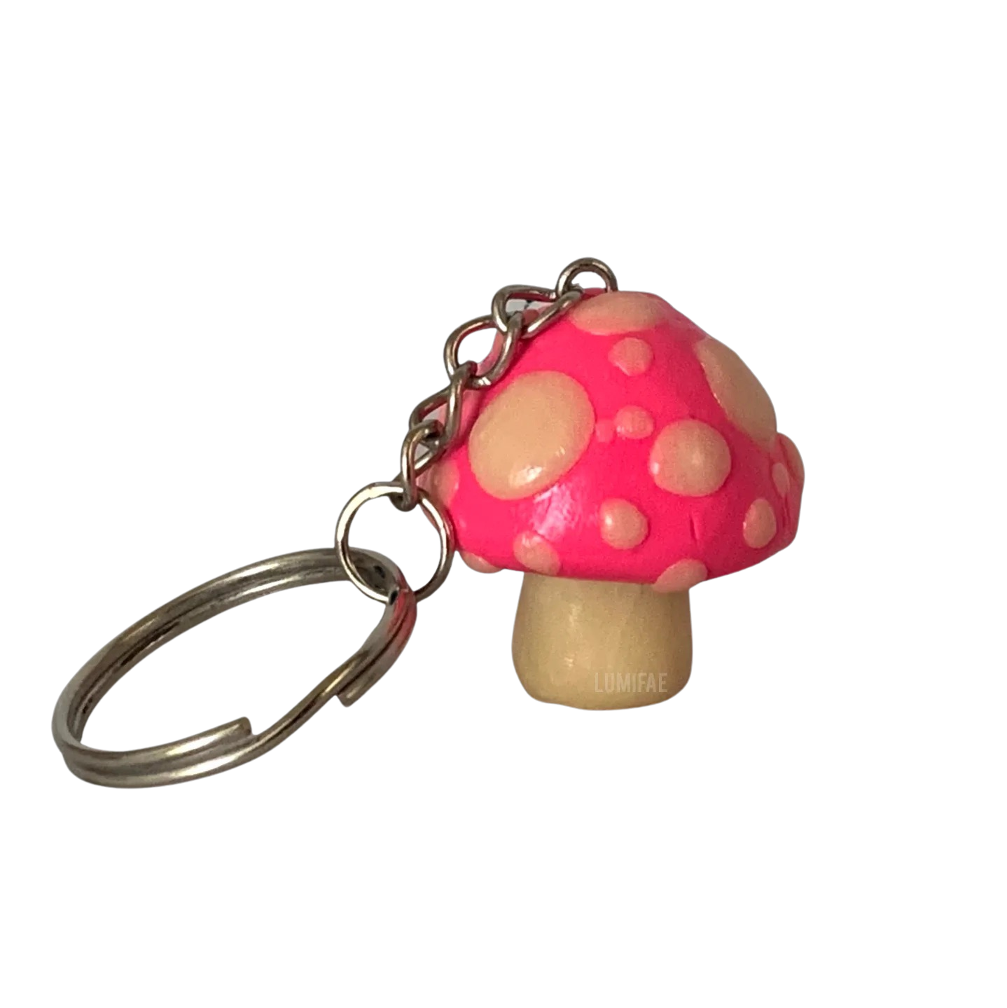 Glow-in-the-Dark Spotted Mushroom Keychain Charm  Blacklight, UV reactive, glow