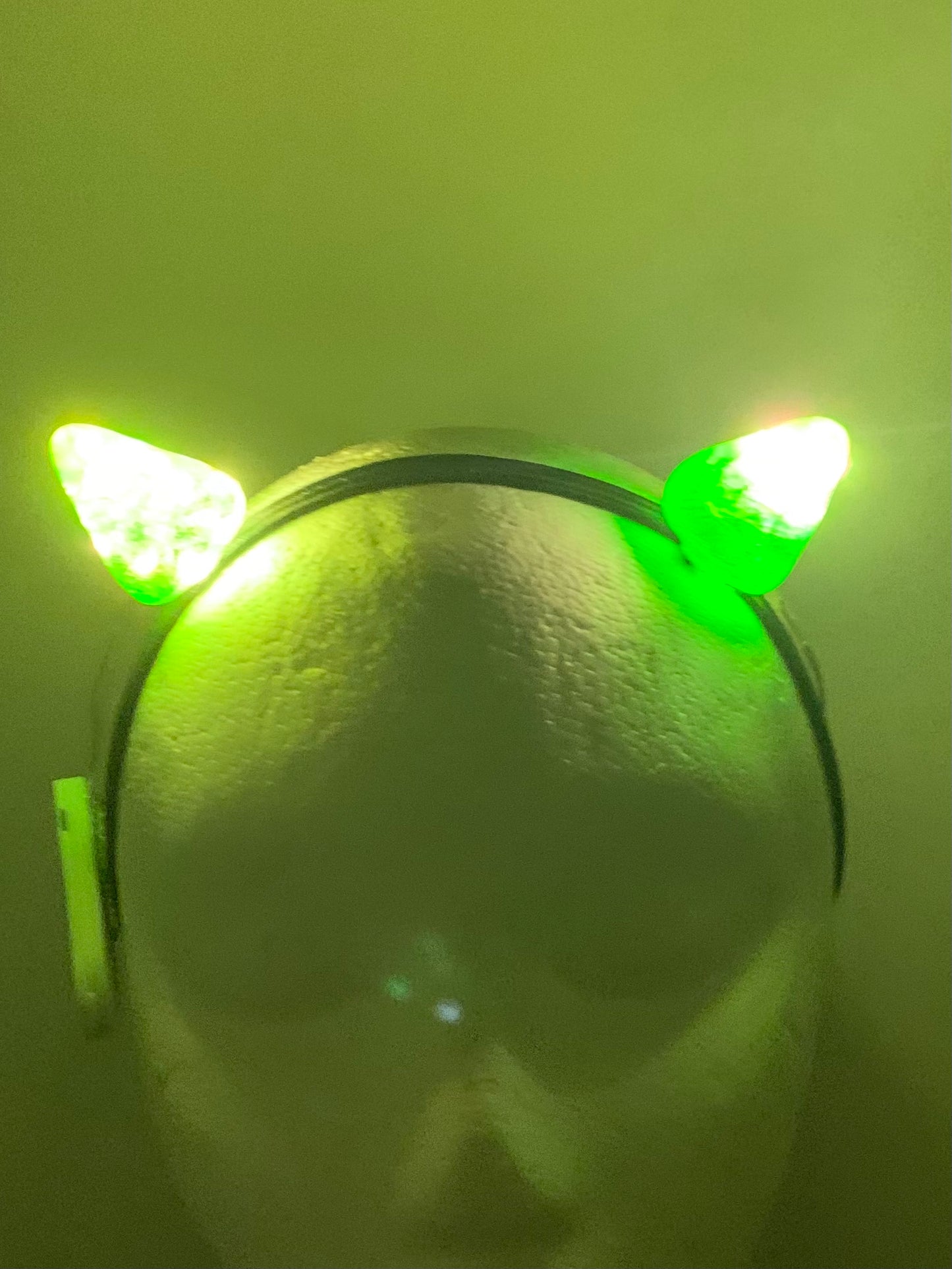 LED Green Glowing Clip-in Resin Monster Horns