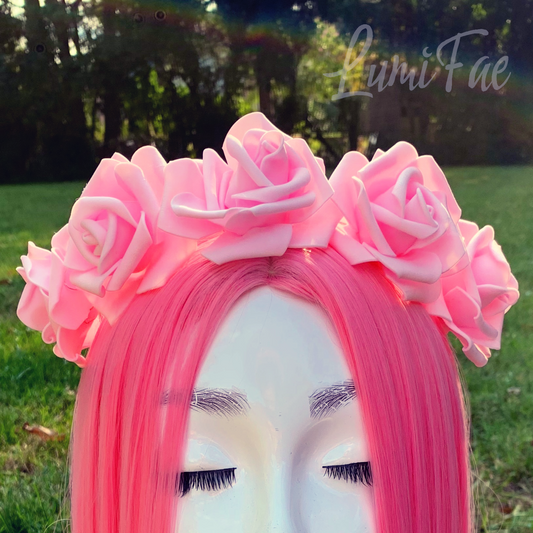 LED Rose Crown, Glowing Flower Tiara, Made-to-Order