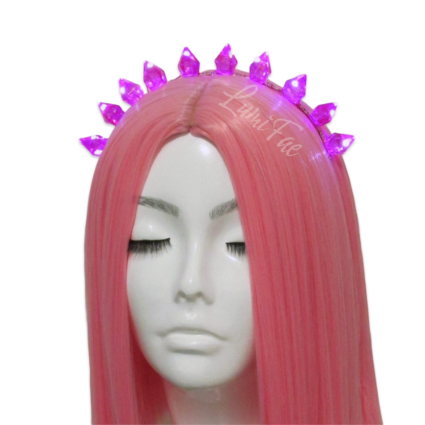 Deep Pink LED Gem Tiara, Flashing, Blinking, Steady