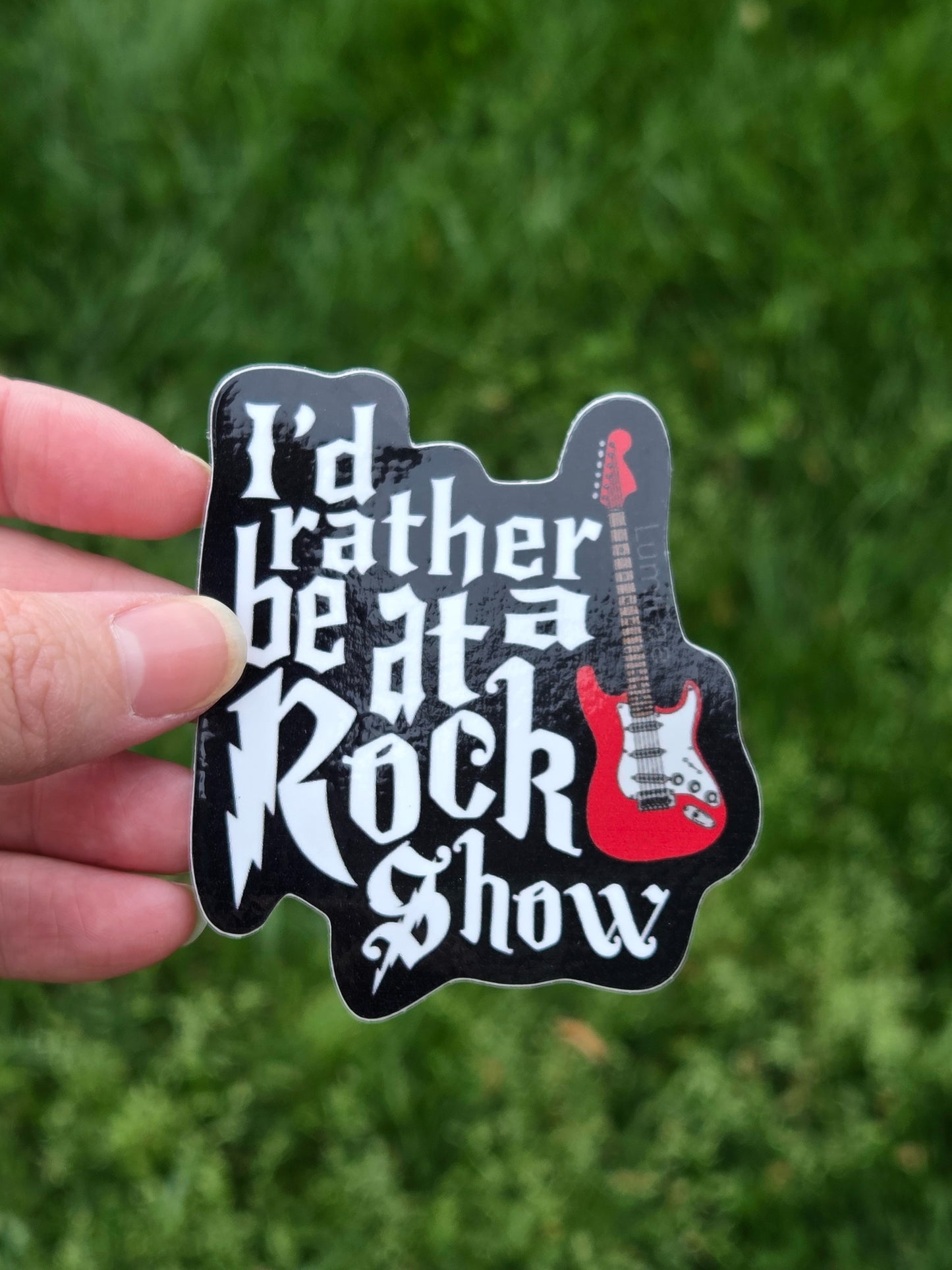 Rock Show Sticker - concert, guitar, black and red, waterproof - LumiFae