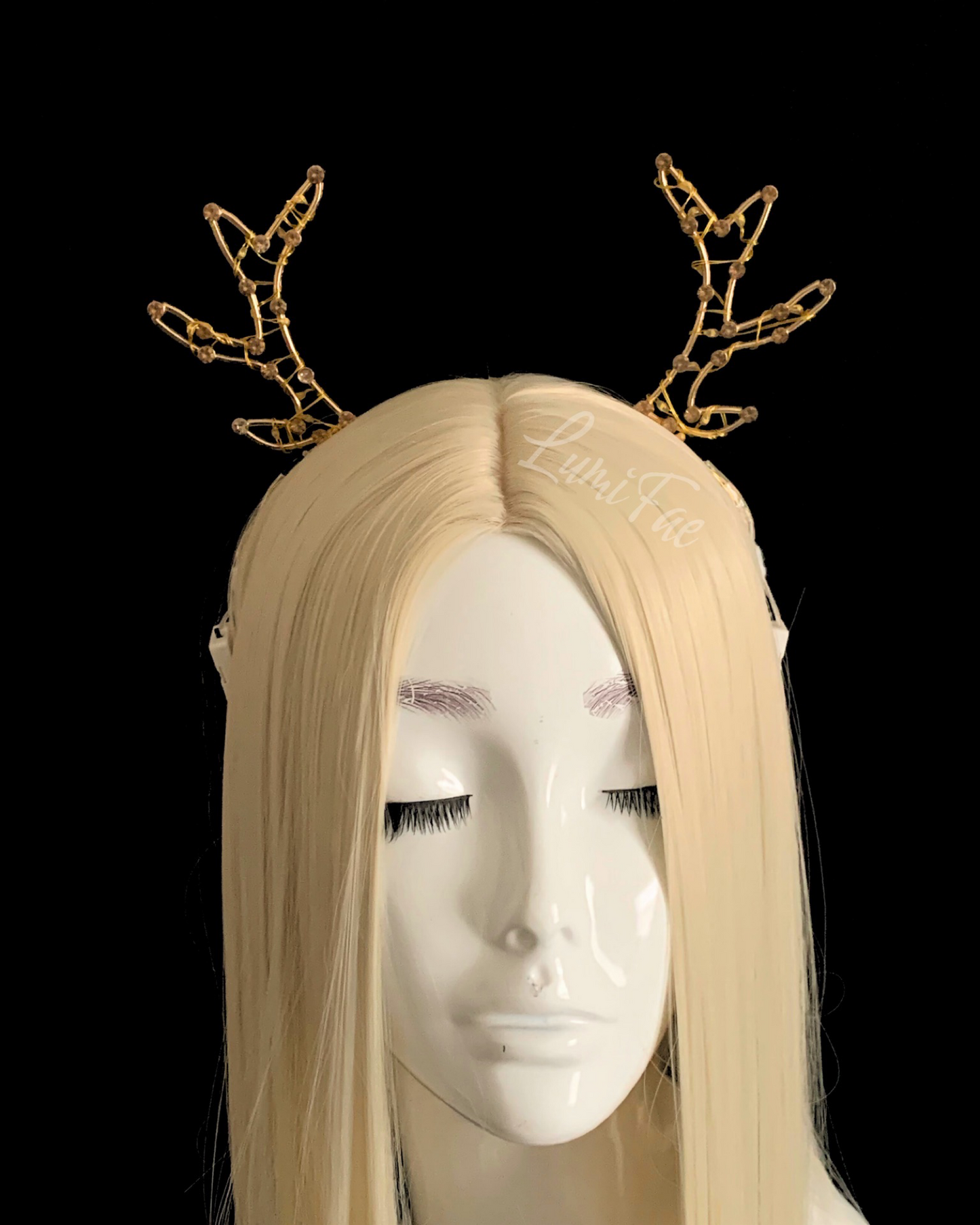 Gold LED Wire Antlers Headband - Light Up Deer Antler Crown - LumiFae