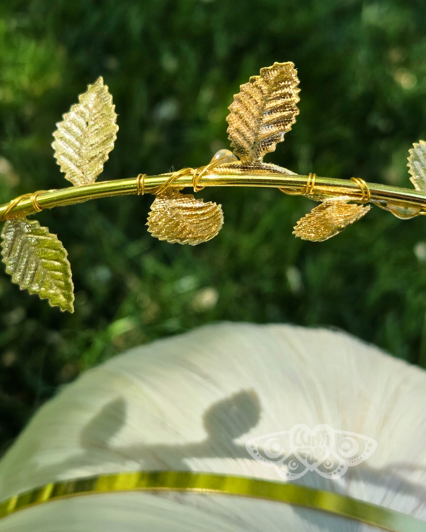 Gold Leaves LED Halo Crown - Extra Large, Ethereal, Goddess, Light Up Headband, Festivals, Bridal - LumiFae