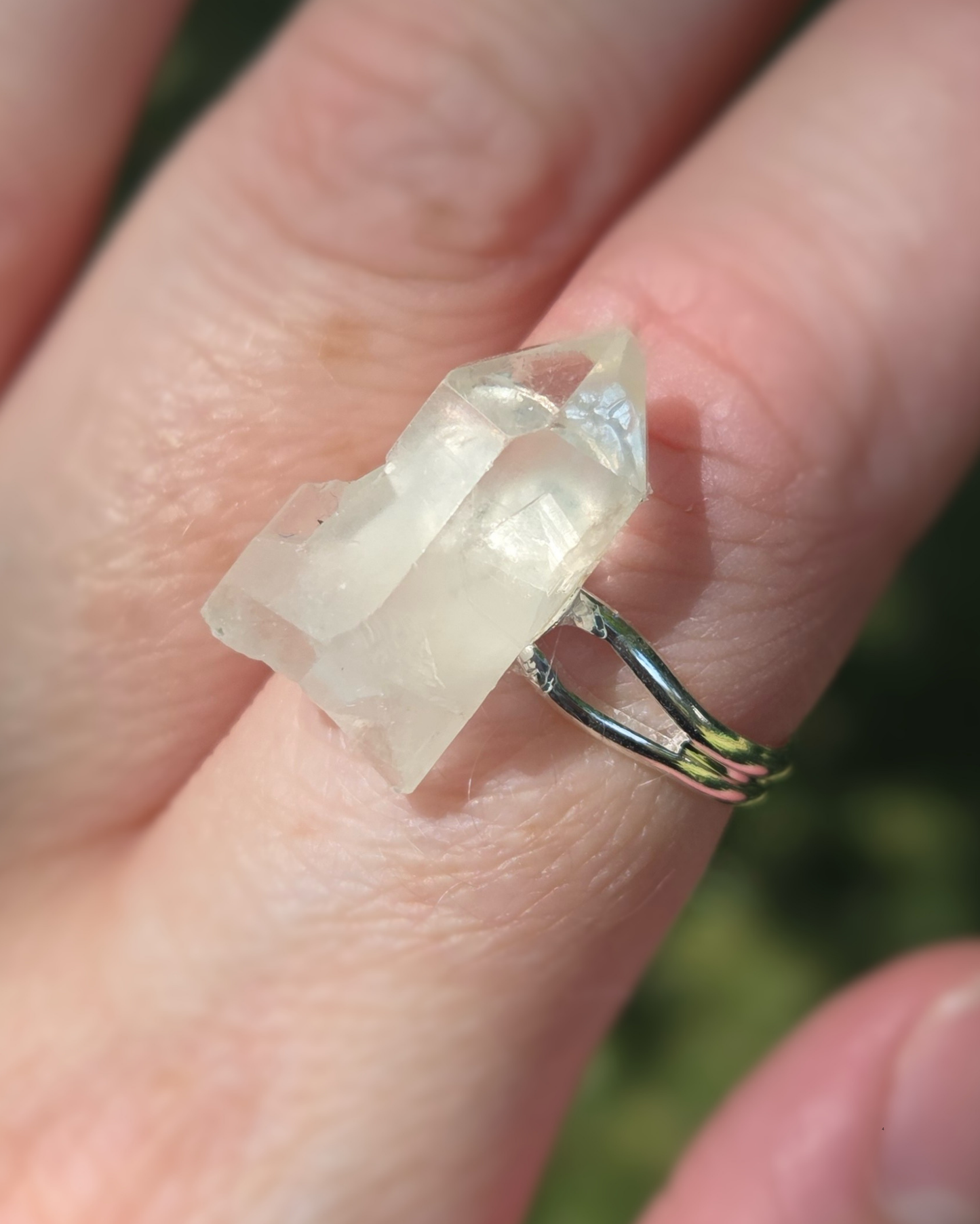 Ethical Clear Quartz Ring, Raw Quartz, Statement Jewelry, Handmade, Adjustable - LumiFae