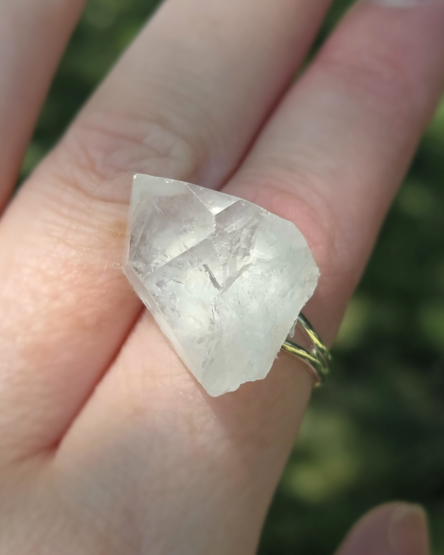 Ethical Clear Quartz Ring, Raw Quartz, Statement Jewelry, Handmade, Adjustable - LumiFae
