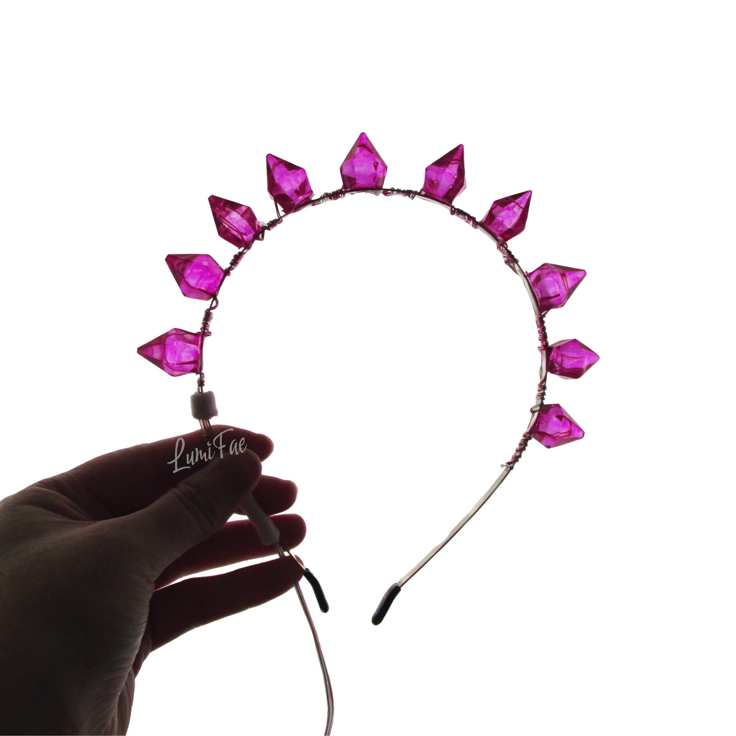 Deep Pink LED Gem Tiara, Flashing, Blinking, Steady