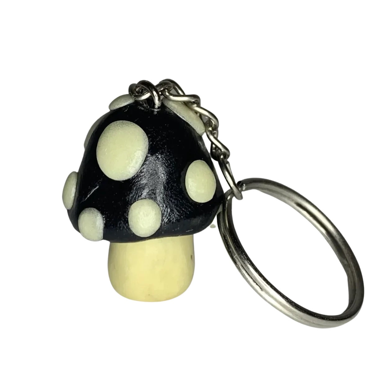 Glow-in-the-Dark Spotted Mushroom Keychain Charm  Blacklight, UV reactive, glow