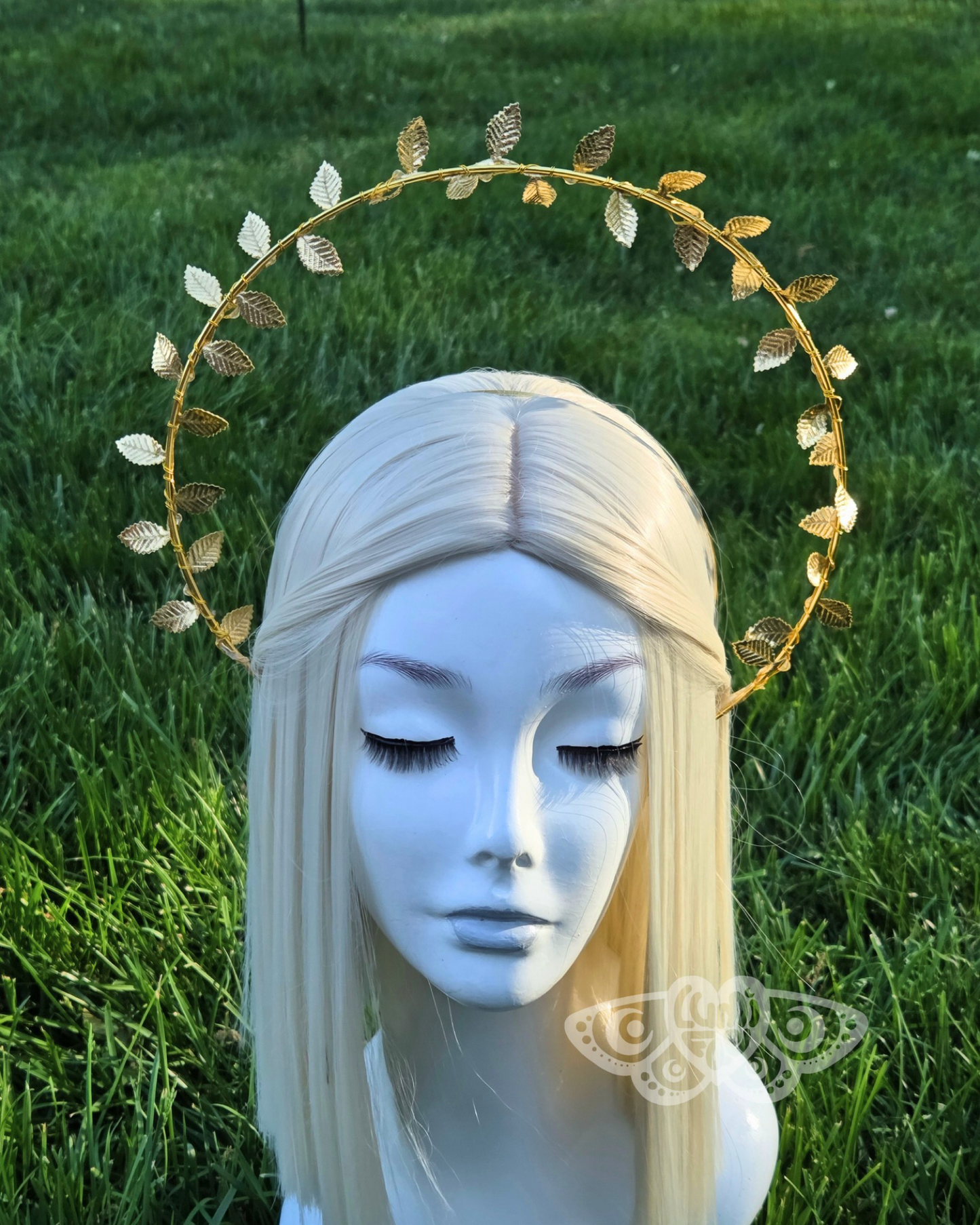 Gold Leaves LED Halo Crown - Extra Large, Ethereal, Goddess, Light Up Headband, Festivals, Bridal - LumiFae
