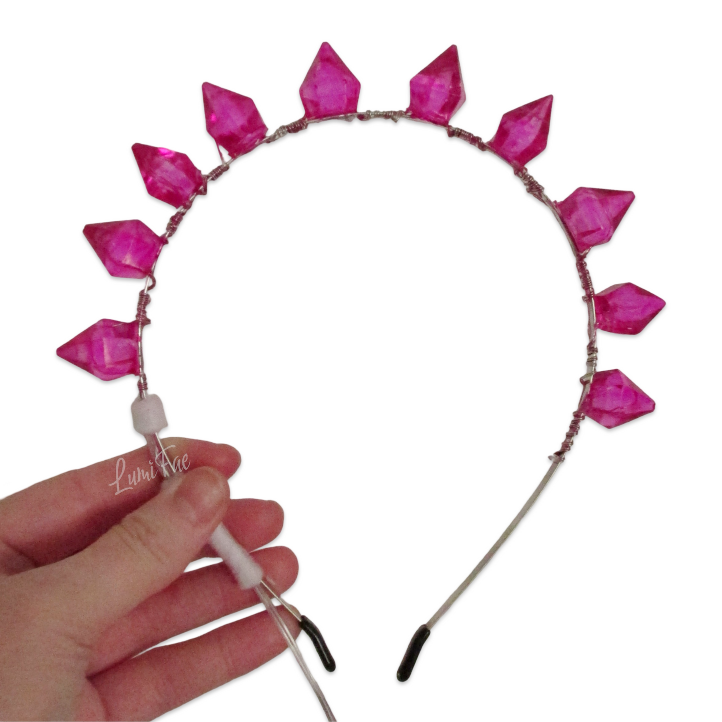 Deep Pink LED Gem Tiara, Flashing, Blinking, Steady