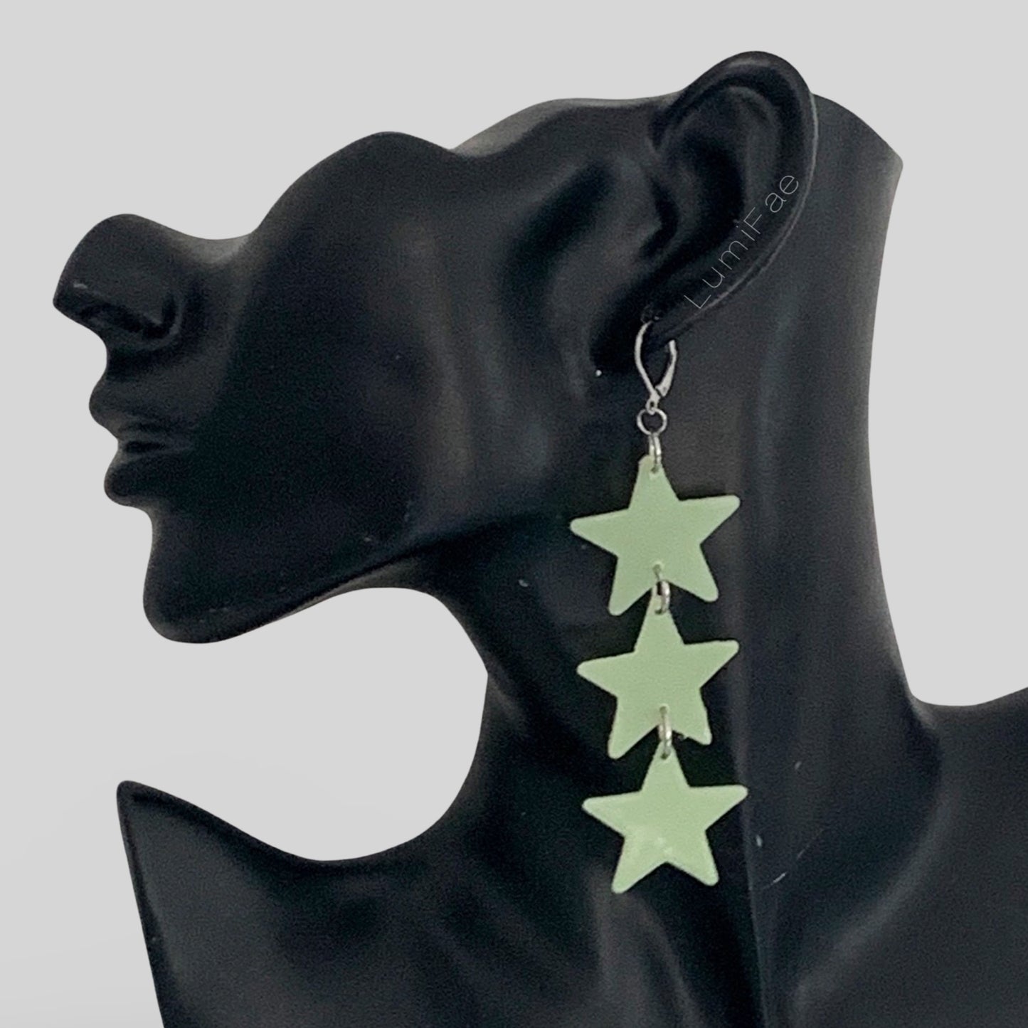 Glow-in-the-Dark Star Earrings, Ultra Lightweight, UV Reactive