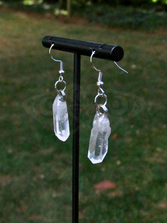Clear Quartz Crystal Earrings - Natural Ethical Raw Handmade - LumiFae