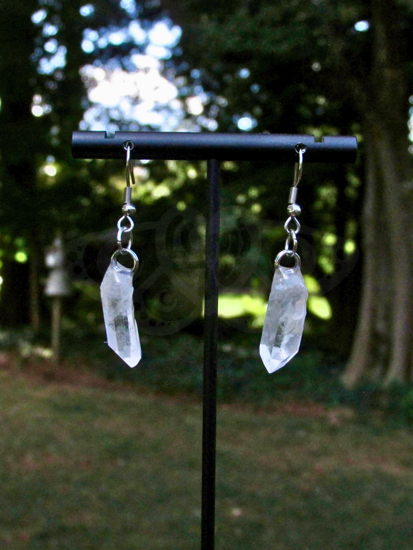 Ethically Sourced Raw Clear Quartz Crystal Earrings on Stainless Steel Lever back Earrings, Natural, Handmade