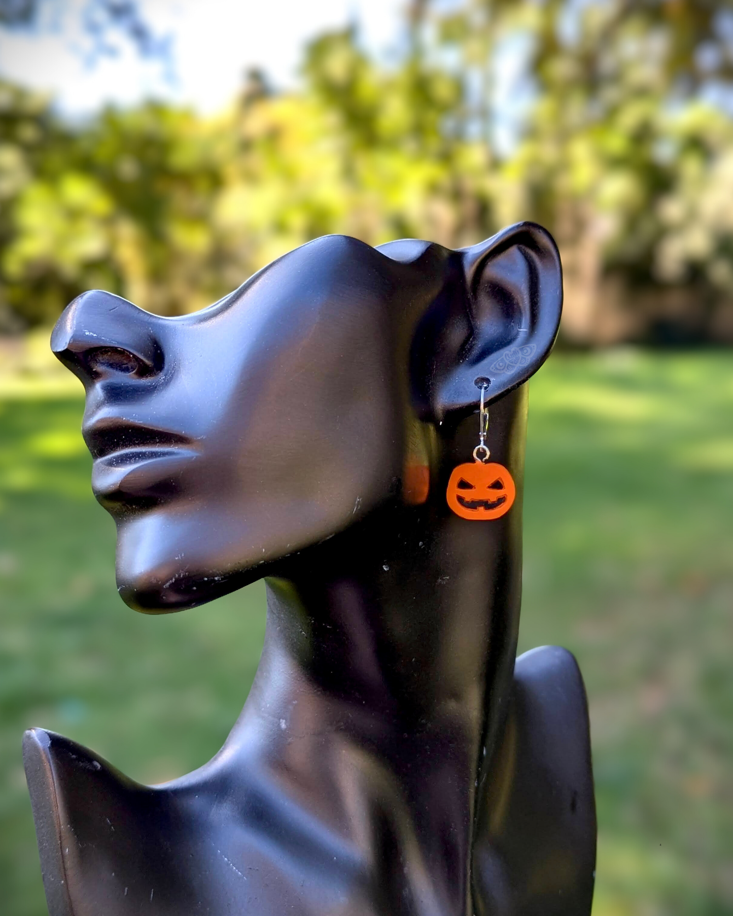 Small Jack-o-Lantern Earrings, Minimalist, Flat, Lightweight