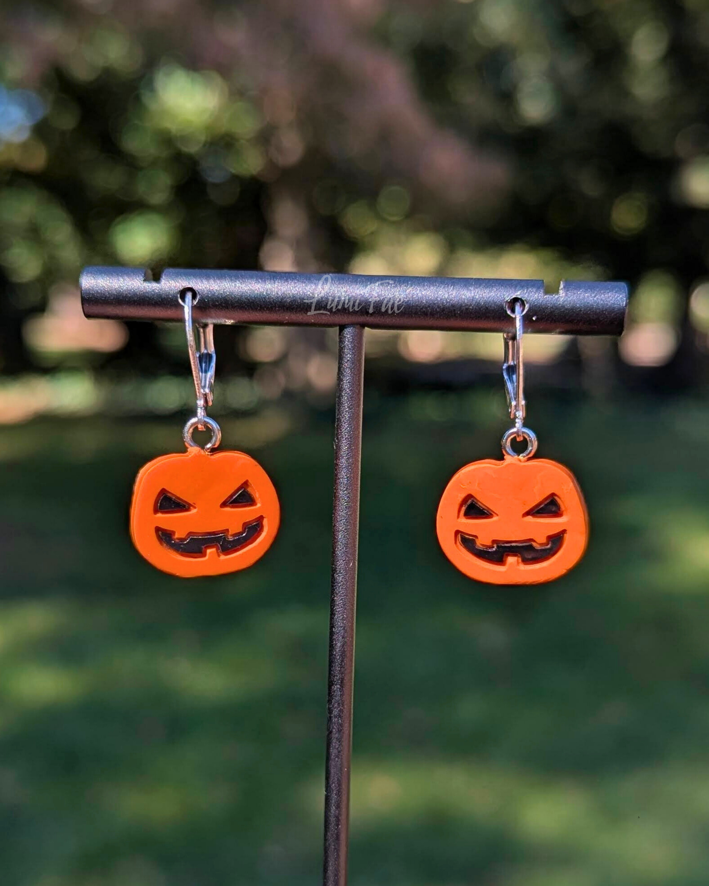 Small Jack-o-Lantern Earrings, Minimalist, Flat, Lightweight