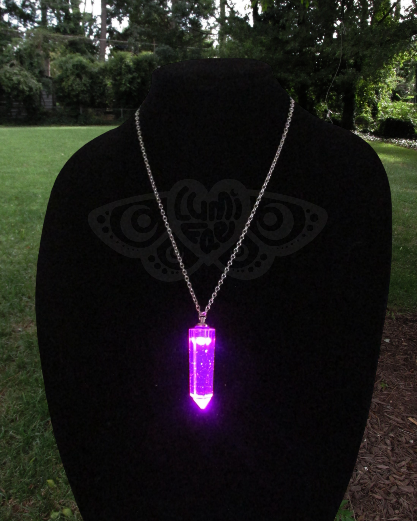LED Crystal Necklace - 18" Stainless Steel - Handmade - LumiFae