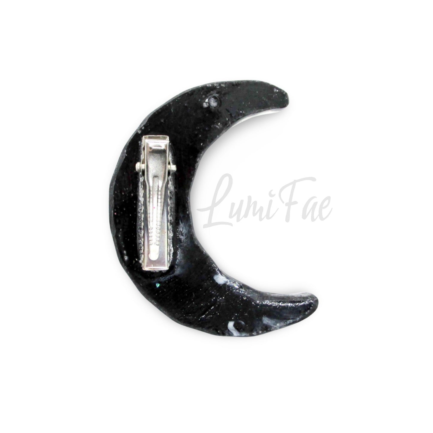 Cool Irridescent Black Moon Hair clip, 2.5”
