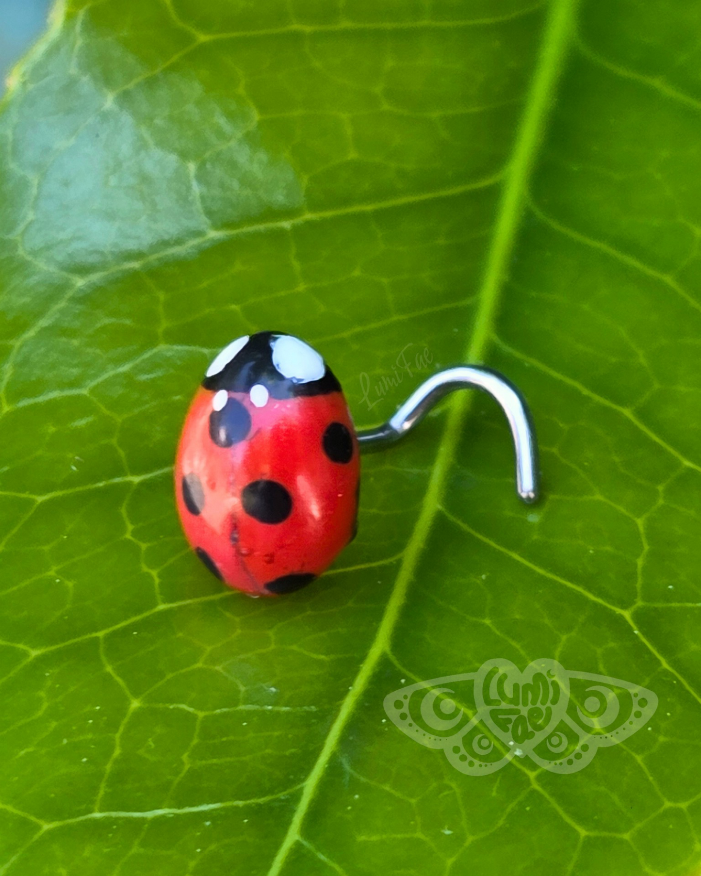 Ladybug Nose Stud- Realistic Hypoallergenic Nose Ring Handcrafted - LumiFae