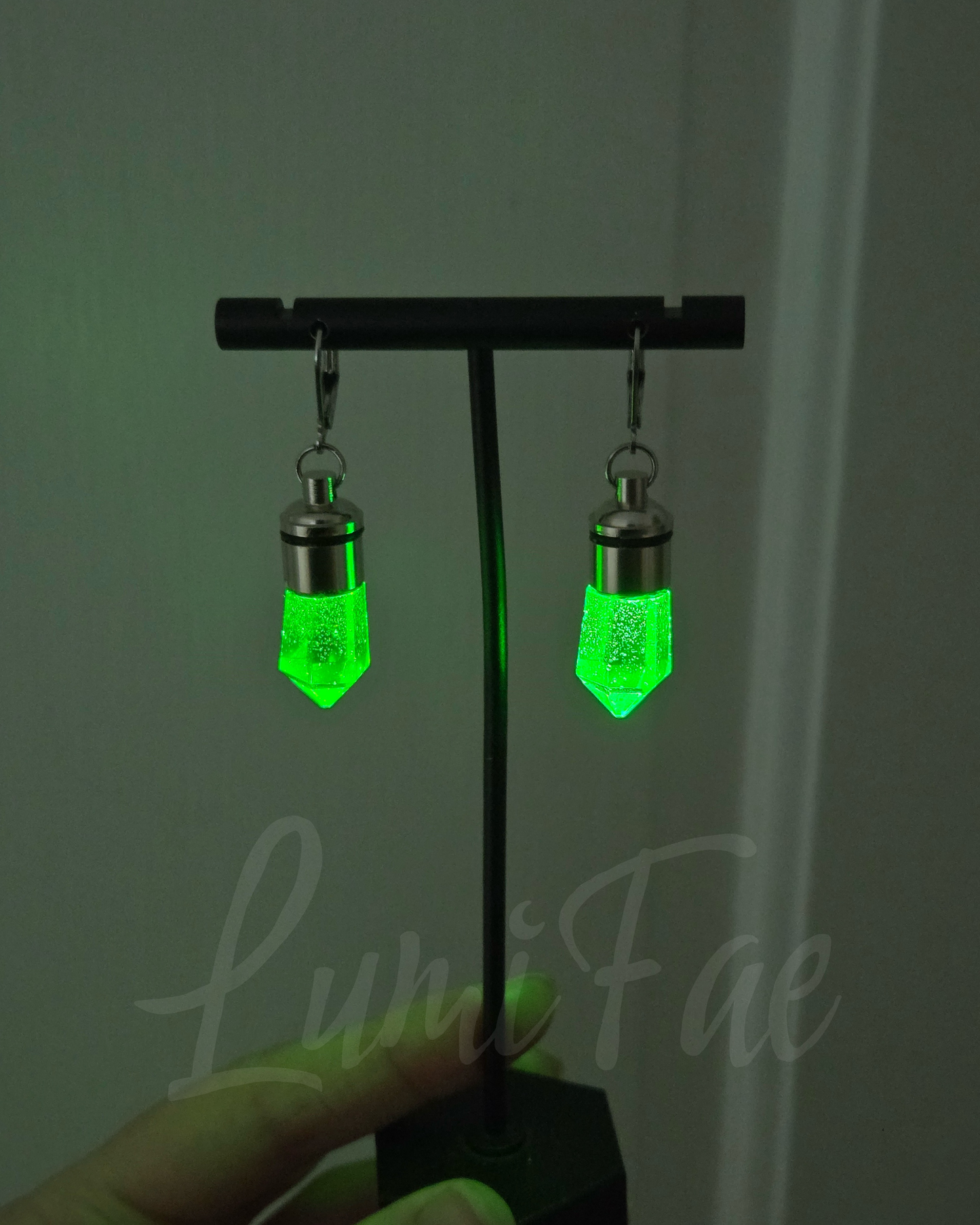 LED Crystal Earrings, Handmade, Resin, Lightweight - LumiFae