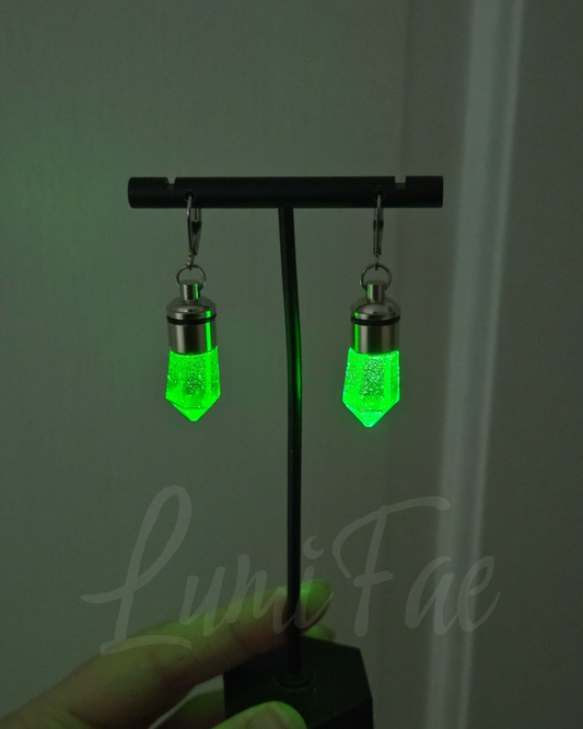 LED Crystal Earrings, Handmade, Resin, Lightweight - LumiFae