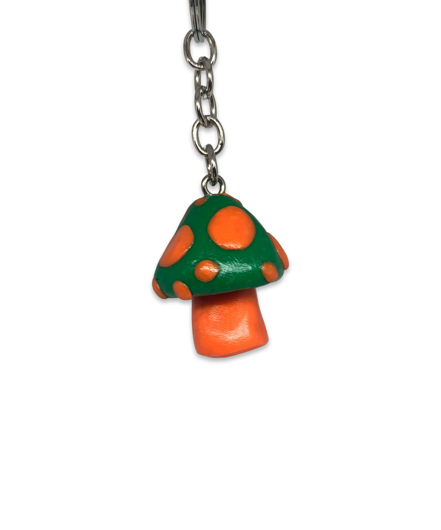 Green and Orange Mushroom Keychains, cartoon, stylized, cute, school colors, team colors, wildcard