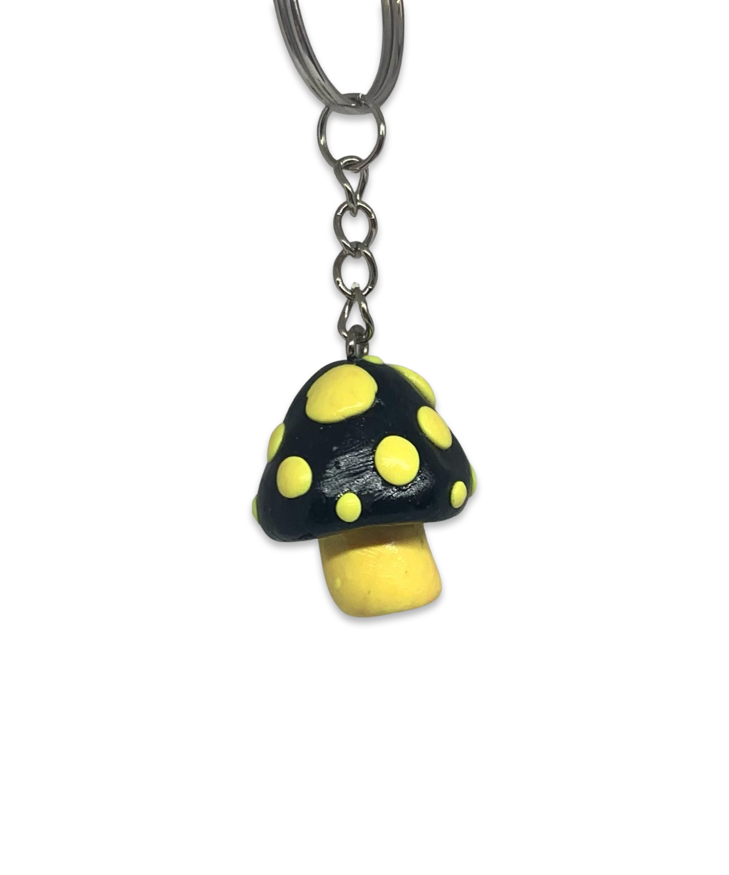 Black and Yellow Goth Mushroom Keychains,Bumblebee, cute, cartoon, stylized