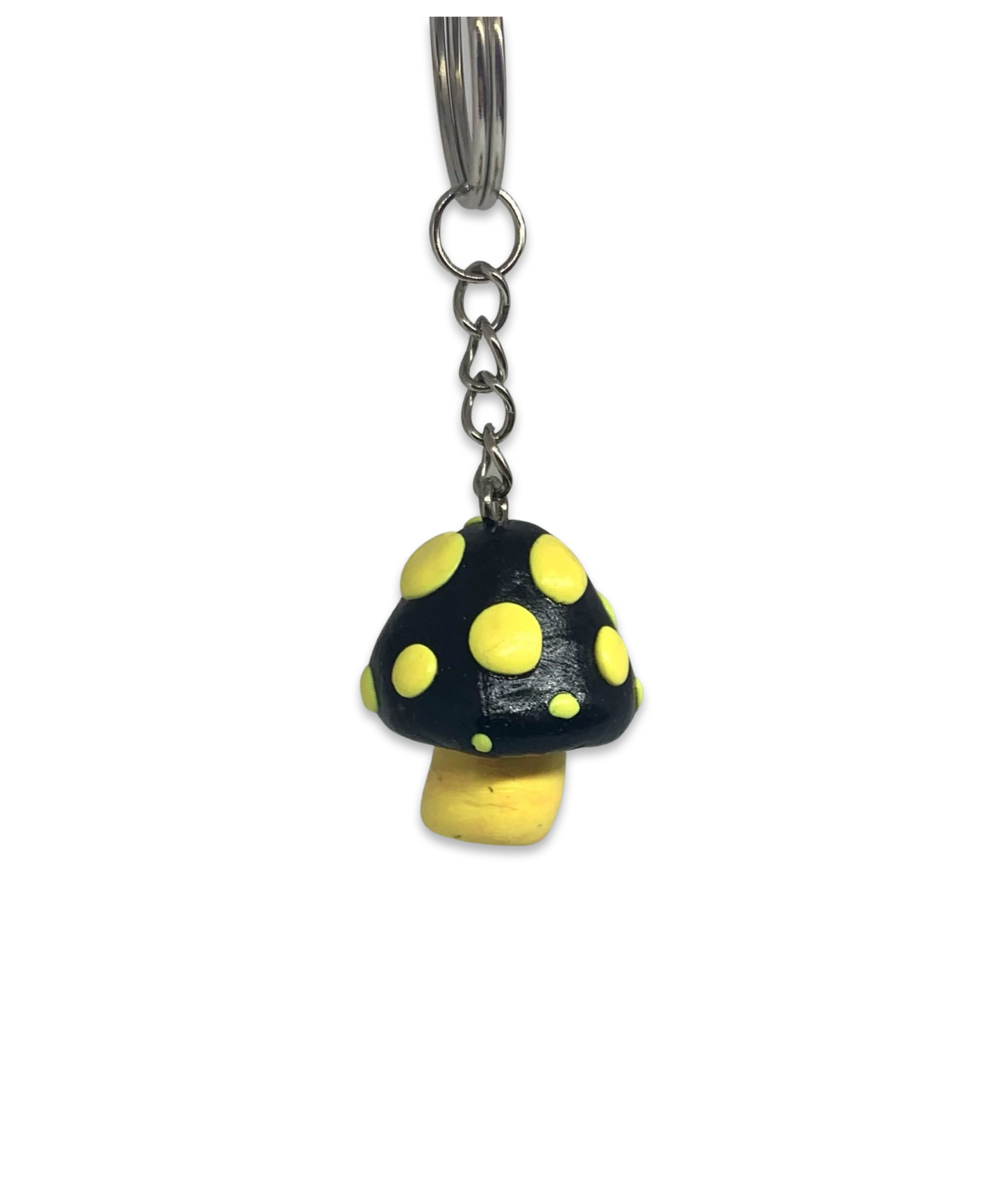 Black and Yellow Goth Mushroom Keychains,Bumblebee, cute, cartoon, stylized