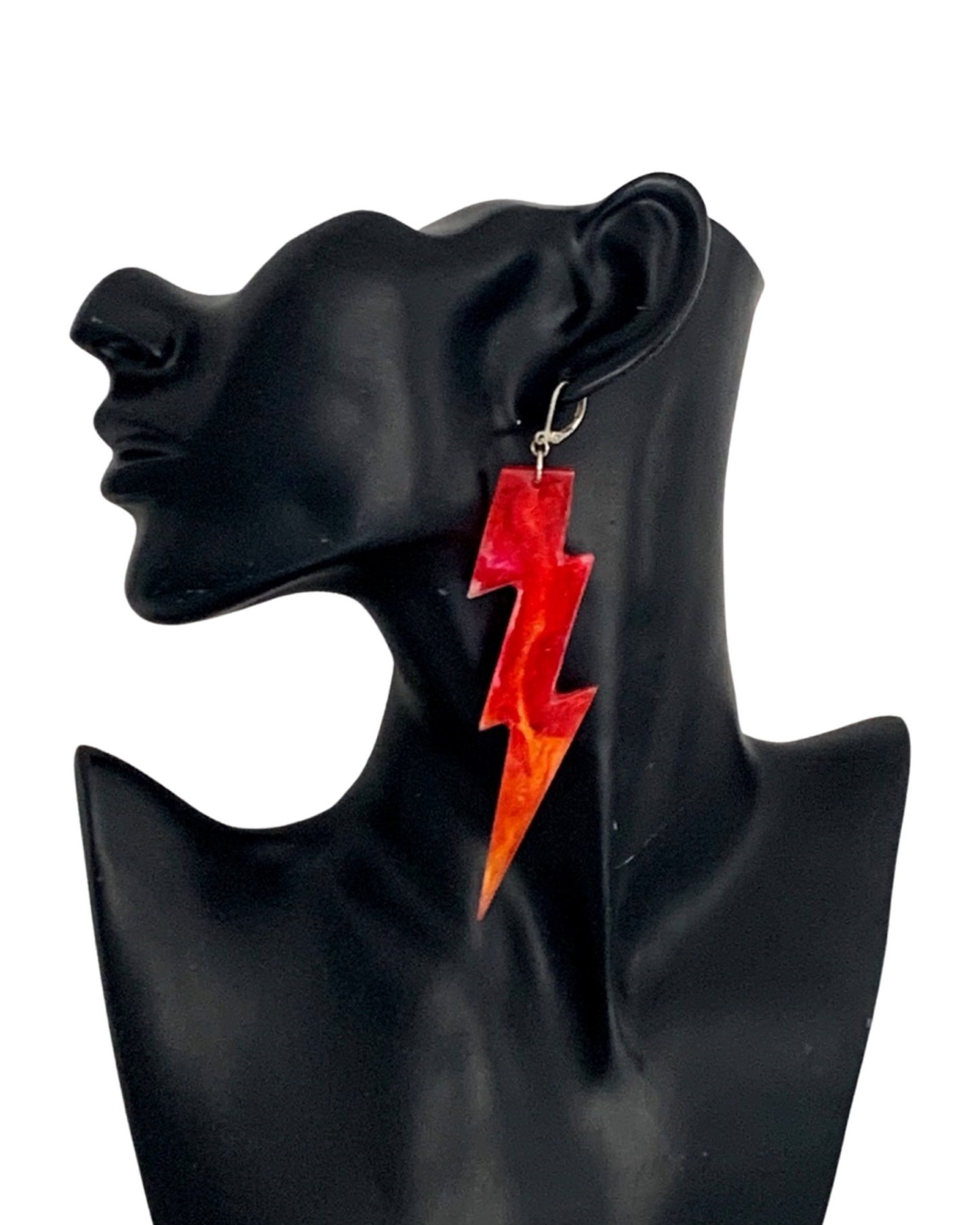 Flames Lightning Bolt Earrings, Fire, 4” statement earrings - Discontinued