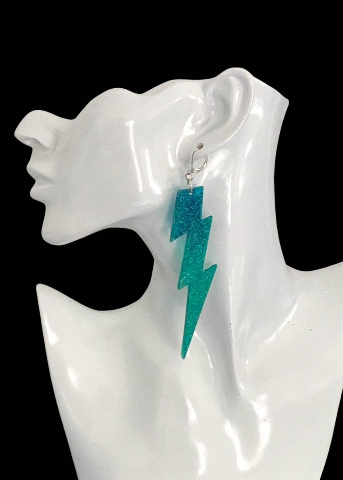 Ocean Ombré Sparkle Lightning Bolt Earrings, Sterling Silver
