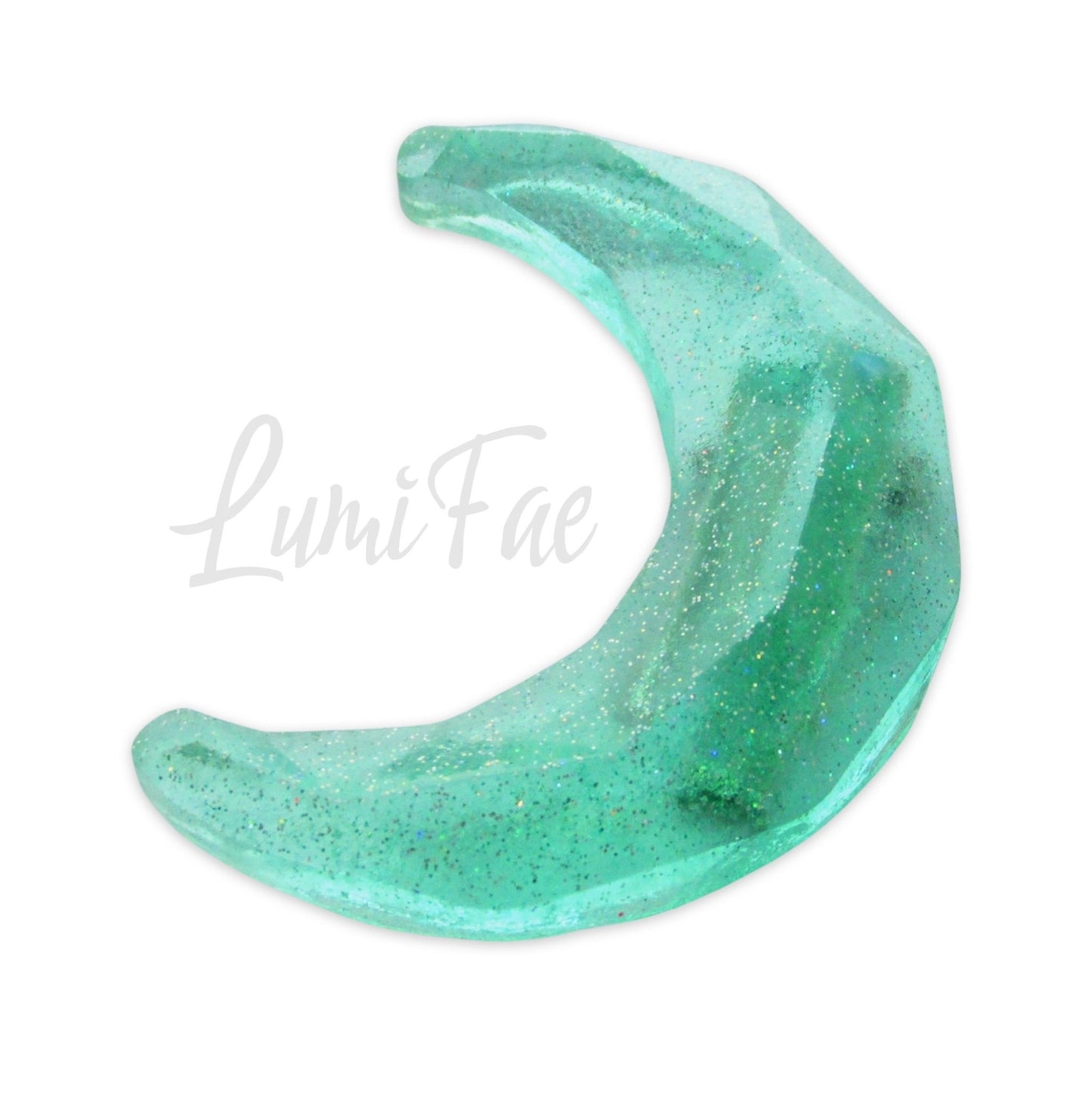 Aqua Blue Sparkly Translucent Moon Hair clip, 2.5” - LumiFae