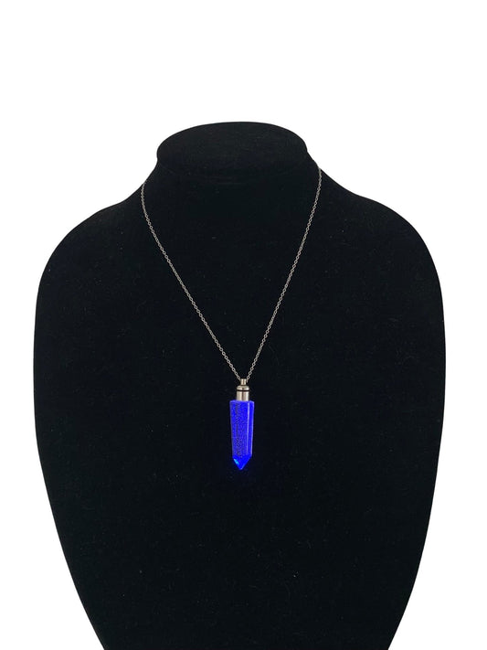 Blue LED Crystal Necklace, Glowing, Resin - LumiFae