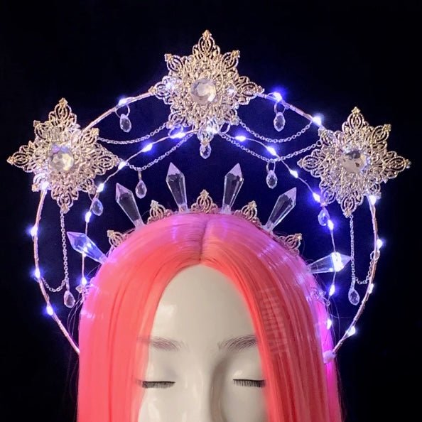 Ethereal Star Goddess Crystal Fairy Queen Crown, Halo, Tiara, One-of-A-Kind - LumiFae