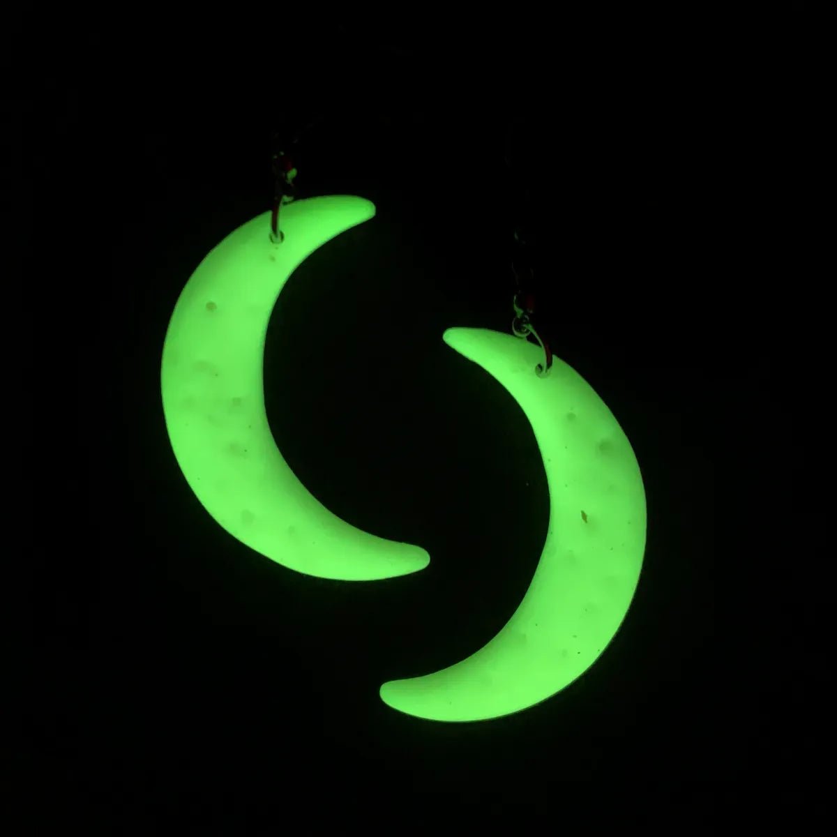 Glow-in-the-Dark Crescent Moon Earrings, Big Moons - LumiFae