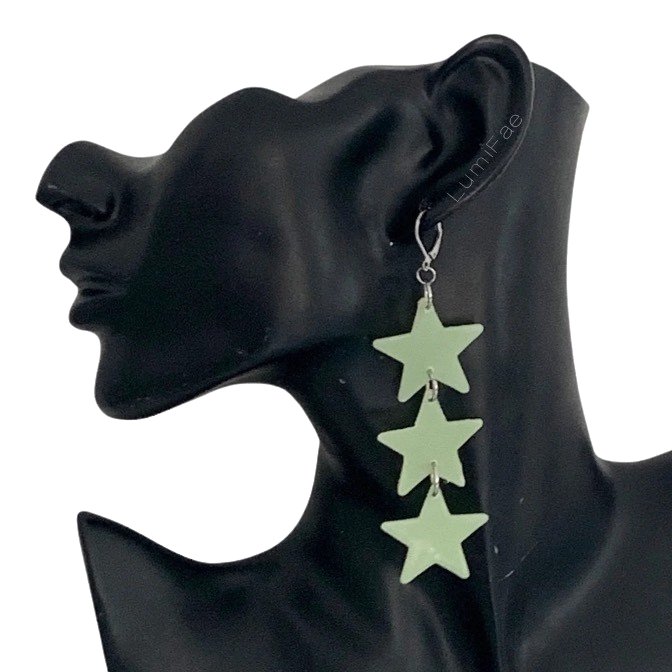 Glow-in-the-Dark Star Earrings, Ultra Lightweight, UV Reactive - LumiFae