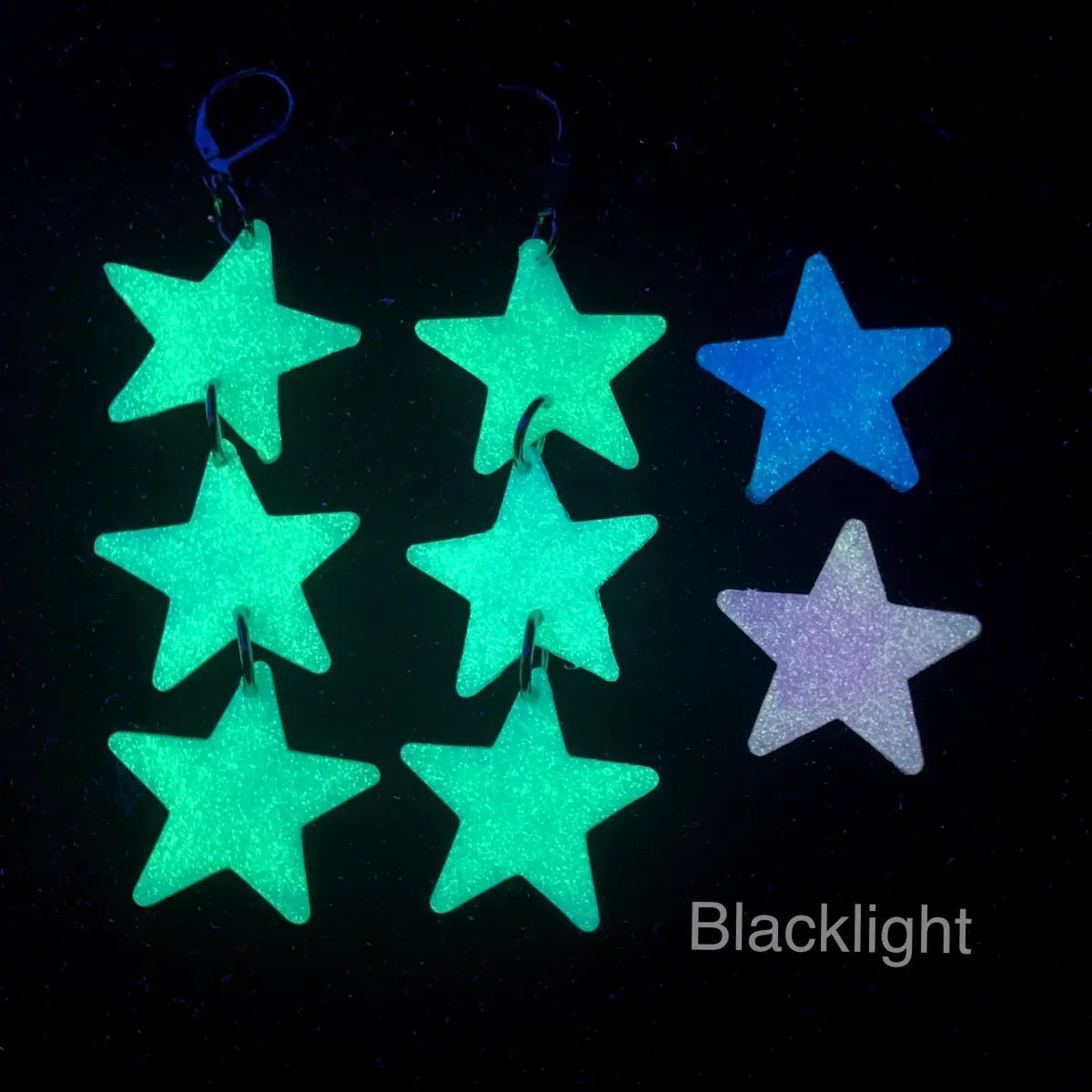 Glow-in-the-Dark Star Earrings, Ultra Lightweight, UV Reactive - LumiFae