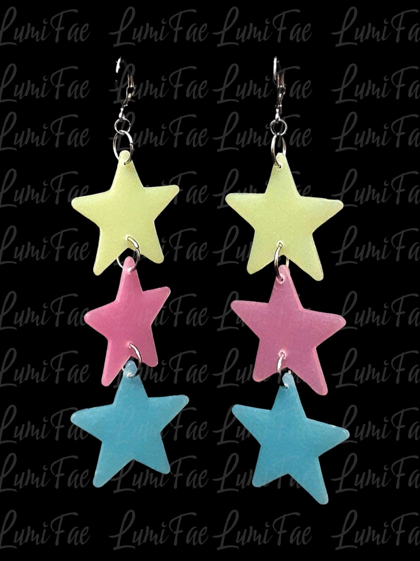 Glow-in-the-Dark Star Earrings, Ultra Lightweight, UV Reactive - LumiFae