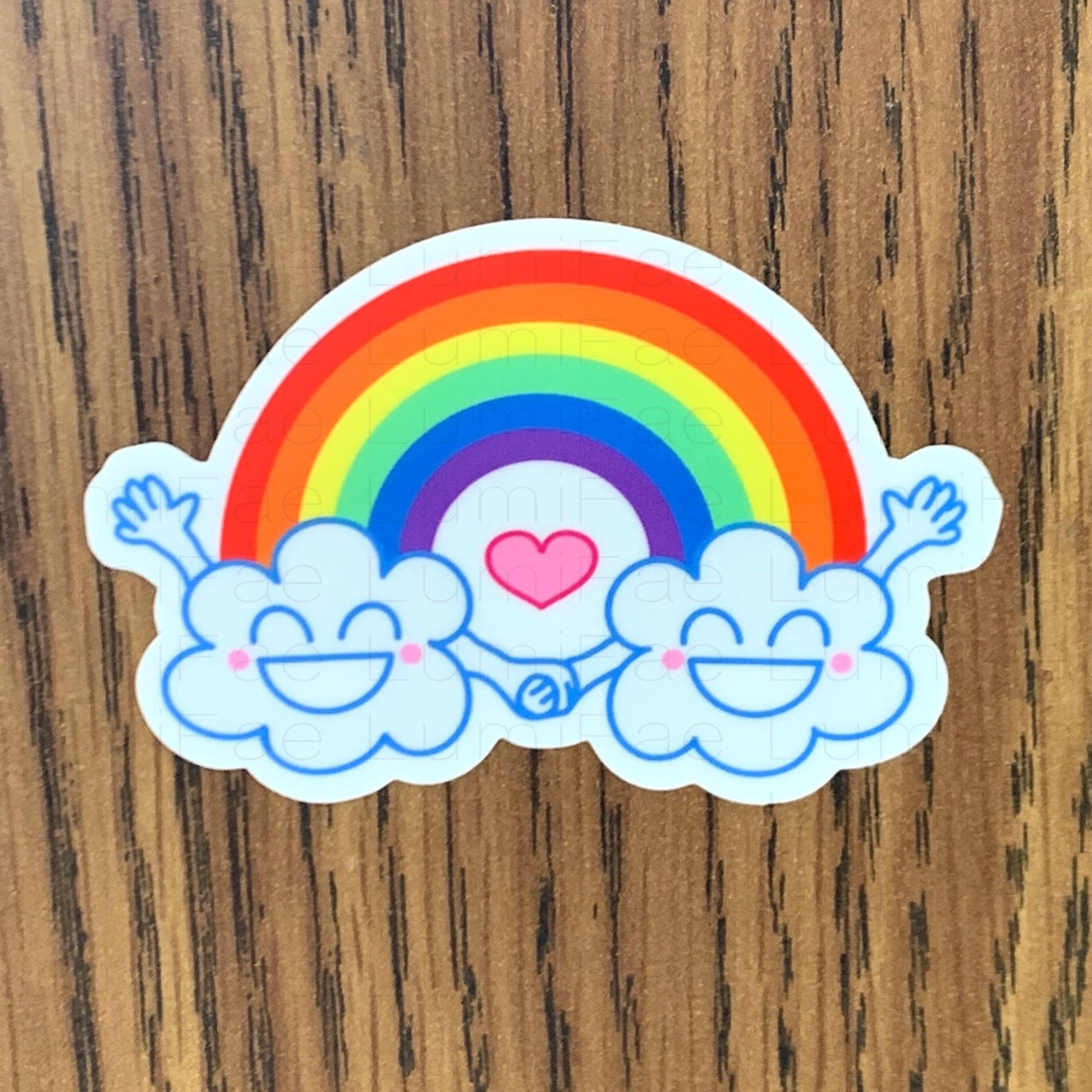 Happy Rainbow Cloud Friends - 3” Waterproof Sticker *Sample Sale* - LumiFae