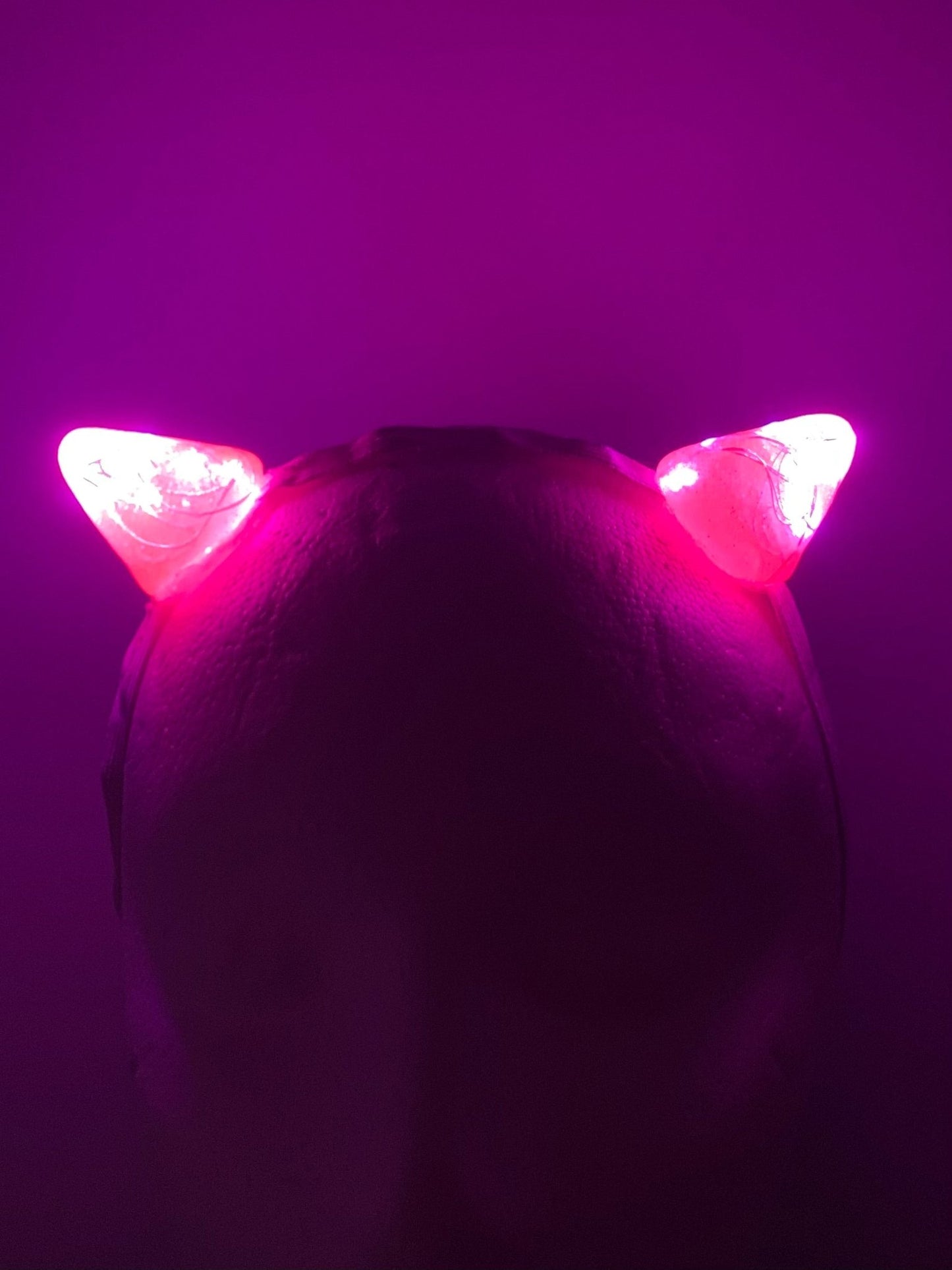 Hot Neon Pink LED Horns, Chubby Short Little Cute - LumiFae