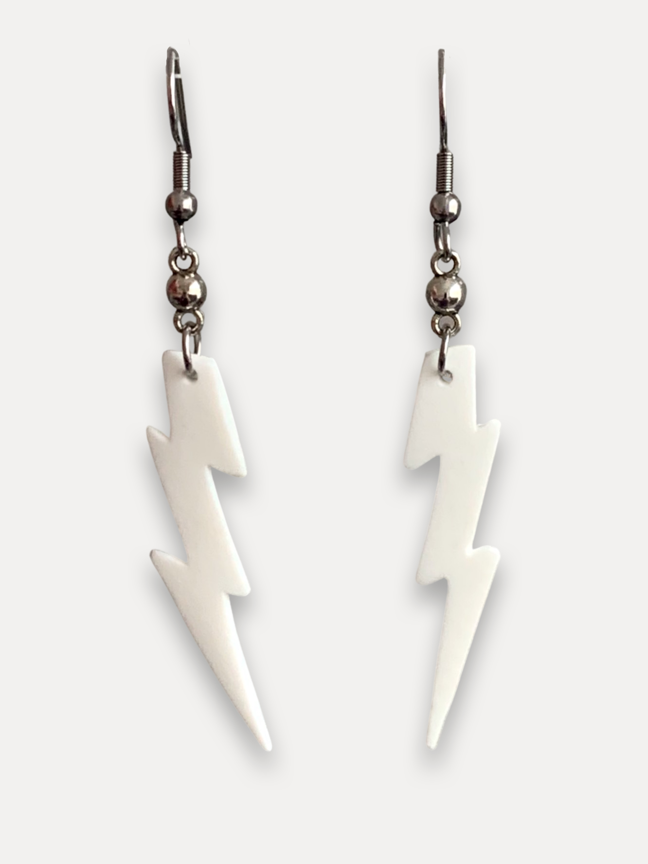 Matte White Lightning Bolt Earrings