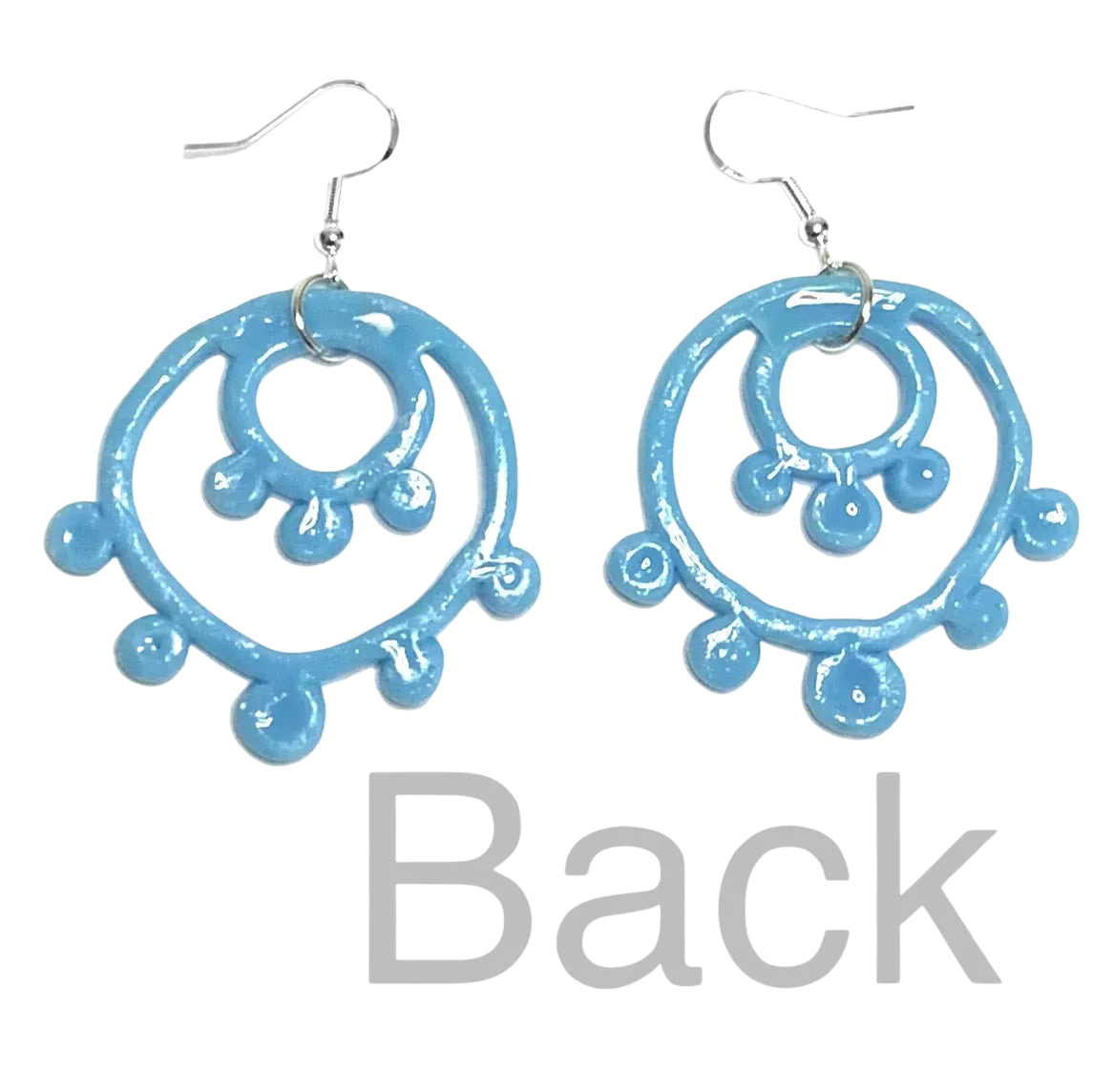 Sky Blue Dotted Double Circle Earrings, opaque